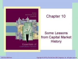 Chapter 10 Some Lessons from Capital Market History