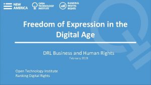 Freedom of Expression in the Digital Age DRL