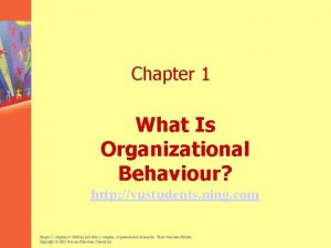 Chapter 1 What Is Organizational Behaviour http vustudents