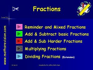 Fractions www mathsrevision com Level 4 Reminder and