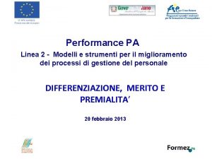 Performance PA Linea 2 Modelli e strumenti per