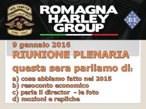 9 gennaio 2016 RIUNIONE PLENARIA questa sera parliamo