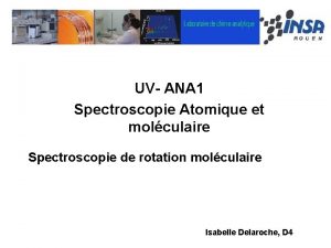 UV ANA 1 Spectroscopie Atomique et molculaire Spectroscopie
