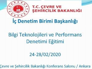 Denetim Birimi Bakanl Bilgi Teknolojileri ve Performans Denetimi