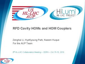 RFD Cavity HOMs and HOM Couplers Zenghai Li