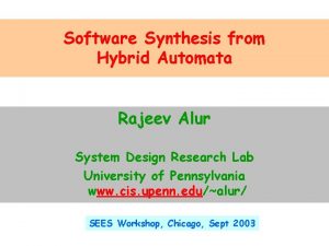Software Synthesis from Hybrid Automata Rajeev Alur System