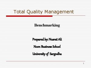 Benchmarking in total quality management