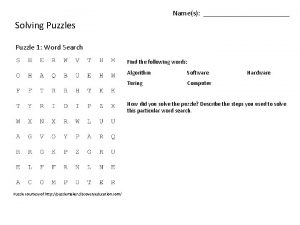 Names Solving Puzzles Puzzle 1 Word Search Find