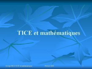 TICE et mathmatiques Groupe REX TICE et mathmatiques