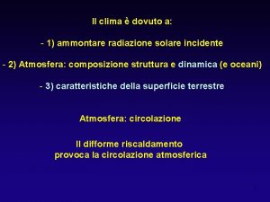 Il clima dovuto a 1 ammontare radiazione solare