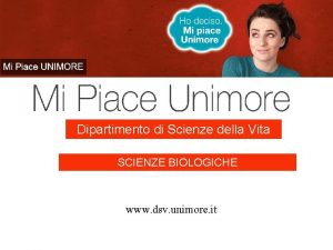 Dipartimento di Scienze della Vita SCIENZE BIOLOGICHE www