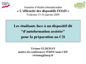 Journes dtudes internationales Lefficacit des dispositifs FOAD Toulouse