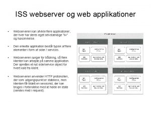 ISS webserver og web applikationer Webserveren kan afvikle