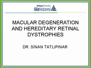 MACULAR DEGENERATION AND HEREDITARY RETINAL DYSTROPHIES DR SNAN