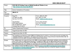 IEEE C 802 20 0427 Project IEEE 802