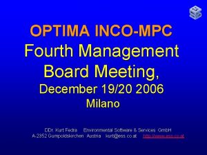 OPTIMA INCOMPC Fourth Management Board Meeting December 1920