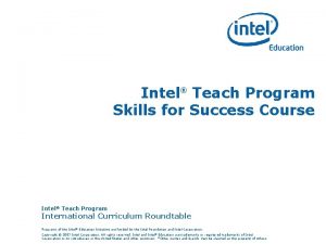 Intel Teach Program Skills for Success Course Intel
