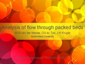 Analysis of flow through packed beds WJS van