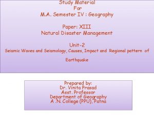 Study Material For M A Semester IV Geography