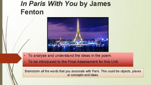 James fenton in paris with you