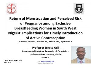 Return of Menstruation and Perceived Risk of Pregnancy