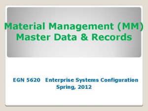 Material Management MM Master Data Records EGN 5620