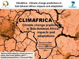 Clim Africa Climate change predictions in SubSaharan Africa