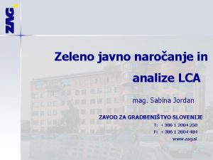 Zeleno javno naroanje in analize LCA mag Sabina