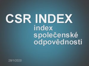 CSR INDEX index spoleensk odpovdnosti 2812020 CSR na