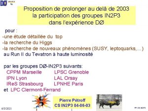 Proposition de prolonger au del de 2003 la