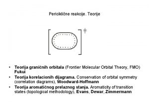 Pericikline reakcije Teorije Teorija graninih orbitala Frontier Molecular