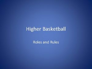 Higher Basketball Roles and Rules Higher Basketball The