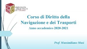 Corso di Diritto della Navigazione e dei Trasporti