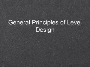 Level design principles