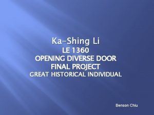 KaShing Li LE 1360 OPENING DIVERSE DOOR FINAL