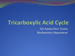 Tricarboxylic Acid Cycle Siti Annisa Devi Trusda Biochemistry
