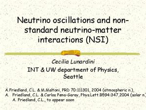 Neutrino oscillations and nonstandard neutrinomatter interactions NSI Cecilia
