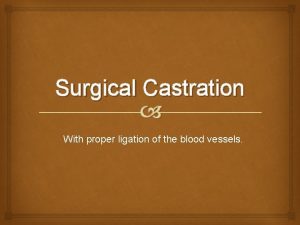 Surgical Castration With proper ligation of the blood