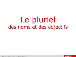 Le pluriel des noms et des adjectifs Crpieux