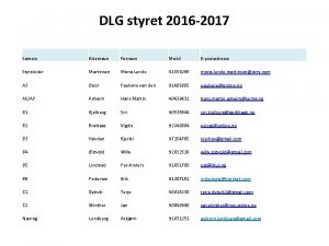 DLG styret 2016 2017 Sameie Etternavn Fornavn Mobil