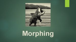Morphing What is Morphing Morphing is where two
