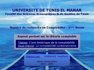 UNIVERSITE DE TUNIS EL MANAR Facult des Sciences