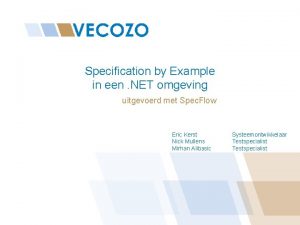 Specification by Example in een NET omgeving uitgevoerd