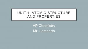 UNIT 1 ATOMIC STRUCTURE AND PROPERTIES AP Chemistry