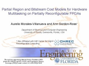 Partial Region and Bitstream Cost Models for Hardware