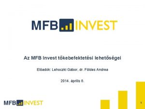 Az MFB Invest tkebefektetsi lehetsgei Eladk Lehoczki Gbor