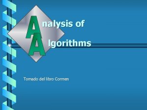 nalysis of lgorithms Tomado del libro Cormen OUTLINE