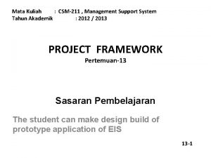 Mata Kuliah CSM211 Management Support System Tahun Akademik