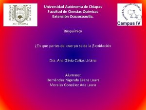 Universidad Autnoma de Chiapas Facultad de Ciencias Qumicas