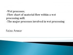 Wet processes Flow chart of material flow within